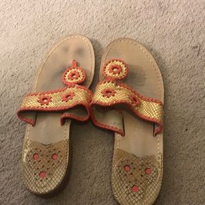 Coral and Gold Jack Rogers sandals